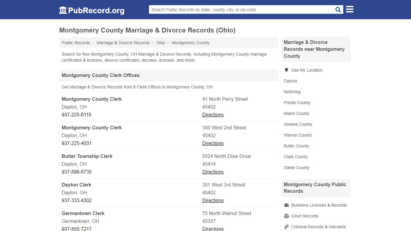 Montgomery County Marriage & Divorce Records (Ohio)